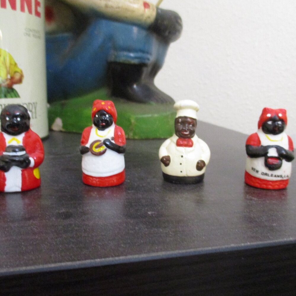 FINAL SALE! Vintage‎ Thimble Collection 4 Black Americana, chef, bakers, etc